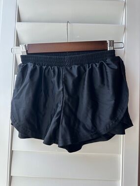 SHEIN Black Girls' Elastic Waist Athletic Shorts